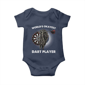 World's Okayest Dart Player Baby Onesie Funny Bullseye Shooter Gift TS12 Navy Print Your Wear