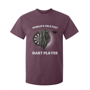 World's Okayest Dart Player T Shirt For Kid Funny Bullseye Shooter Gift TS12 Maroon Print Your Wear