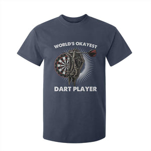 World's Okayest Dart Player T Shirt For Kid Funny Bullseye Shooter Gift TS12 Navy Print Your Wear
