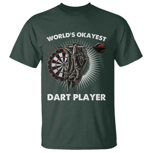 World's Okayest Dart Player T Shirt Funny Bullseye Shooter Gift TS12 Dark Forest Green Print Your Wear