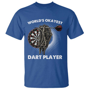 World's Okayest Dart Player T Shirt Funny Bullseye Shooter Gift TS12 Royal Blue Print Your Wear