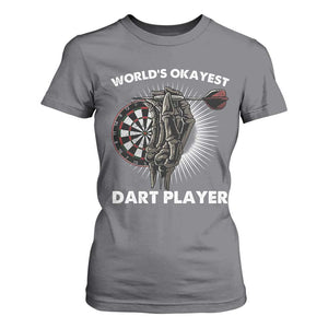 World's Okayest Dart Player T Shirt For Women Funny Bullseye Shooter Gift TS12 Charcoal Print Your Wear