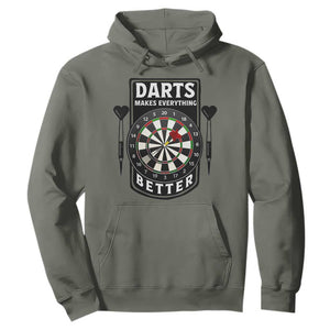 Darts Makes Everything Better Hoodie Darts Lover Gift TS12 Military Green Print Your Wear