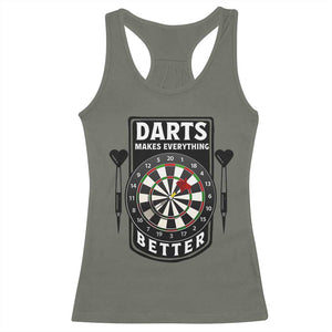 Darts Makes Everything Better Racerback Tank Top Darts Lover Gift TS12 Military Green Print Your Wear
