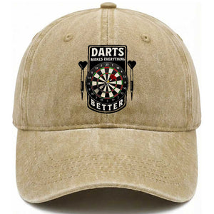 Darts Makes Everything Better Washed Cotton Baseball Cap Darts Lover Gift TS12 Print Your Wear
