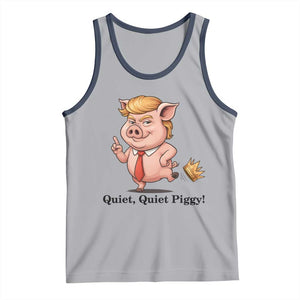 Quiet Quiet Piggy Tank Top Funny No Kings Pig Political TS12 Athletic Heather Navy Print Your Wear