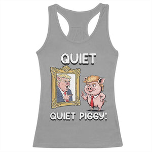 Resistance Movement Quiet Quiet Piggy Racerback Tank Top Funny Pig Political TS12 Sport Gray Print Your Wear
