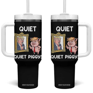 Resistance Movement Quiet Quiet Piggy Tumbler With Handle Funny Pig Political TS12 One Size: 40 oz Black Print Your Wear