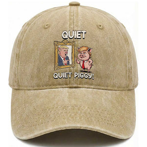Resistance Movement Quiet Quiet Piggy Washed Cotton Baseball Cap Funny Pig Political TS12 Print Your Wear