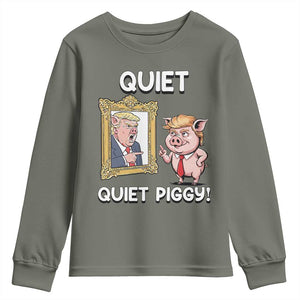 Resistance Movement Quiet Quiet Piggy Youth Sweatshirt Funny Pig Political TS12 Military Green Print Your Wear
