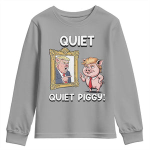 Resistance Movement Quiet Quiet Piggy Youth Sweatshirt Funny Pig Political TS12 Sport Gray Print Your Wear