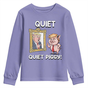 Resistance Movement Quiet Quiet Piggy Youth Sweatshirt Funny Pig Political TS12 Violet Print Your Wear