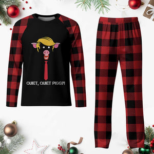 Quiet Quiet Piggy Meme Plaid Pajama Set Anti Authoritarian Political Gag Gift - Print Your Wear