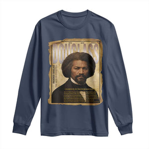 Frederick Douglass Historical Newspaper Long Sleeve Shirt The Sage Of Cedar Hill TS12 Navy Print Your Wear
