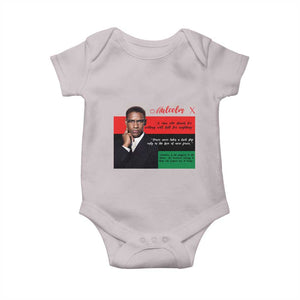 Motivational Malcolm X Quote Baby Onesie Black History Month Gift TS12 Ice Gray Print Your Wear