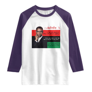 Motivational Malcolm X Quote Raglan Shirt Black History Month Gift TS12 White Purple Print Your Wear