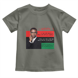 Motivational Malcolm X Quote Toddler T Shirt Black History Month Gift TS12 Military Green Print Your Wear