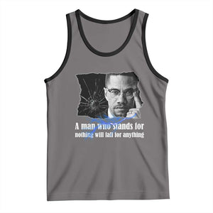 Malcolm X Quote Tank Top A Man Who Stands For Nothing Will Fall TS12 Deep Heather Black Print Your Wear