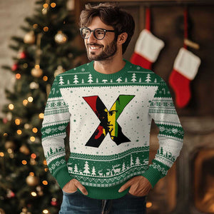 Malcolm X Ugly Christmas Sweater African American Heritage Gift TS12 Beige Green Print Your Wear