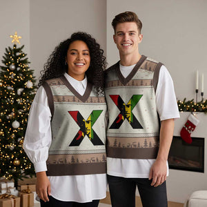 Malcolm X V-Neck Knit Sweater Vest African American Heritage Gift TS12 Mocha Mousse Print Your Wear
