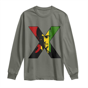 Malcolm X Long Sleeve Shirt African American Heritage Gift TS12 Military Green Print Your Wear