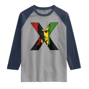 Malcolm X Raglan Shirt African American Heritage Gift TS12 Sport Gray Navy Print Your Wear