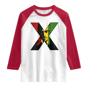 Malcolm X Raglan Shirt African American Heritage Gift TS12 White Red Print Your Wear