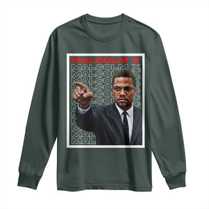 Malcolm X Legend Long Sleeve Shirt African American Activist Legacy TS12 Dark Forest Green Print Your Wear