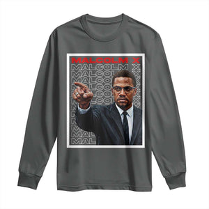 Malcolm X Legend Long Sleeve Shirt African American Activist Legacy TS12 Dark Heather Print Your Wear