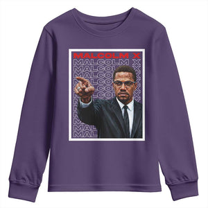 Malcolm X Legend Youth Sweatshirt African American Activist Legacy TS12 Purple Print Your Wear