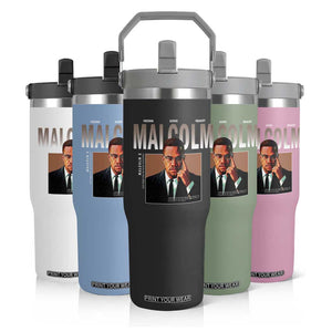 Black History Hero Malcolm X Flip Straw Tumbler Stumbling Is Not Falling TS12 Print Your Wear