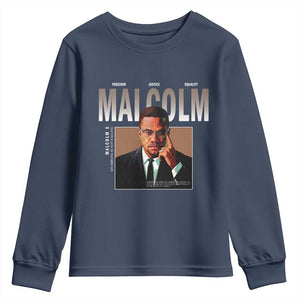 Black History Hero Malcolm X Youth Sweatshirt Stumbling Is Not Falling TS12 Navy Print Your Wear