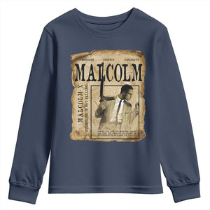 Malcolm X Historical Newspaper Youth Sweatshirt Stumbling Is Not Falling Black History TS12 Navy Print Your Wear
