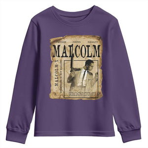 Malcolm X Historical Newspaper Youth Sweatshirt Stumbling Is Not Falling Black History TS12 Purple Print Your Wear