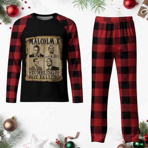 Malcolm X Plaid Pajama Set Stumbling Is Not Falling Historical Poster TS12 Buffalo Plaid Print Your Wear