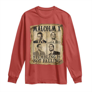 Malcolm X Long Sleeve Shirt Stumbling Is Not Falling Historical Poster TS12 Red Print Your Wear