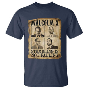 Malcolm X T Shirt Stumbling Is Not Falling Historical Poster TS12 Navy Print Your Wear