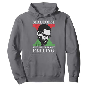 Malcolm X Hoodie Stumbling Is Not Falling Black History Leader TS12 Charcoal Print Your Wear