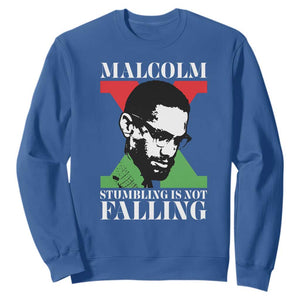 Malcolm X Sweatshirt Stumbling Is Not Falling Black History Leader TS12 Royal Blue Print Your Wear