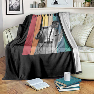 Malcolm X Throw Blanket Retro Portrait Black Empowerment Heritage Gift TS12 Print Your Wear