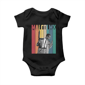 Malcolm X Baby Onesie Retro Portrait Black Empowerment Heritage Gift TS12 Black Print Your Wear