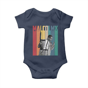 Malcolm X Baby Onesie Retro Portrait Black Empowerment Heritage Gift TS12 Navy Print Your Wear