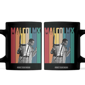 Malcolm X Coffee Mug Retro Portrait Black Empowerment Heritage Gift TS12 Black Print Your Wear