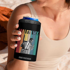 Malcolm X 4 in 1 Can Cooler Tumbler Retro Portrait Black Empowerment Heritage Gift TS12 Print Your Wear
