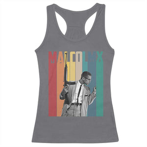 Malcolm X Racerback Tank Top Retro Portrait Black Empowerment Heritage Gift TS12 Charcoal Print Your Wear
