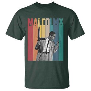 Malcolm X T Shirt Retro Portrait Black Empowerment Heritage Gift TS12 Dark Forest Green Print Your Wear