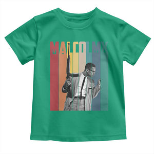 Malcolm X Toddler T Shirt Retro Portrait Black Empowerment Heritage Gift TS12 Irish Green Print Your Wear