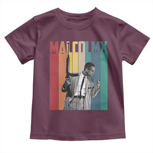 Malcolm X Toddler T Shirt Retro Portrait Black Empowerment Heritage Gift TS12 Maroon Print Your Wear