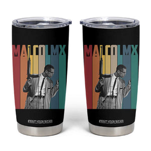 Malcolm X Tumbler Cup Retro Portrait Black Empowerment Heritage Gift TS12 Black Print Your Wear