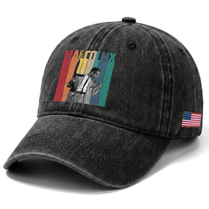 Malcolm X Washed Cotton Baseball Cap Retro Portrait Black Empowerment Heritage Gift TS12 Print Your Wear